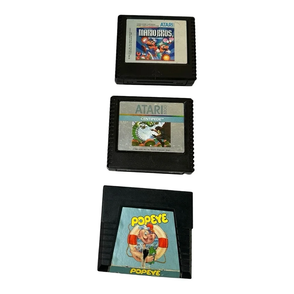 Atari 5200 Game Lot 9 TESTED Works Mario Bros Popeye Dig Dug Space Invaders Qix